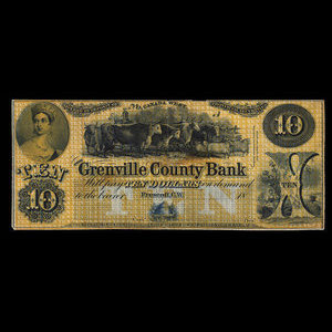 Canada, Grenville County Bank, 10 dollars : 1856