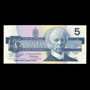 Canada, Bank of Canada, 5 dollars : 1986