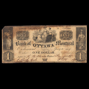 Canada, Bank of Ottawa, 1 dollar : January 4, 1838