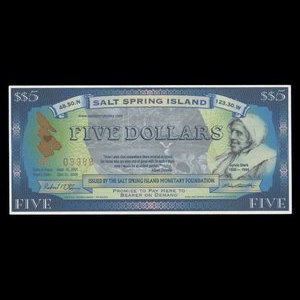 Canada, Salt Spring Island Monetary Foundation, 5 dollars : September 15, 2001
