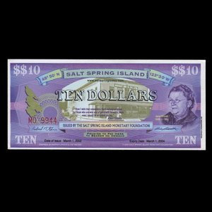 Canada, Salt Spring Island Monetary Foundation, 10 dollars : March 1, 2002