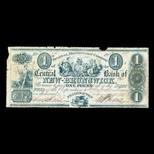 Canada, Central Bank of New Brunswick, 1 pound : January 1, 1844