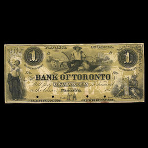 Canada, Bank of Toronto (The), 1 dollar : 1859