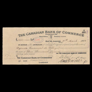 Canada, Canadian Bank of Commerce, 3,000 pounds : March 14, 1924