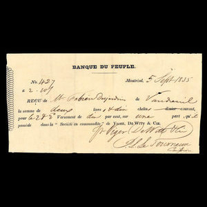 Canada, Banque du Peuple (People's Bank), 2 pounds, 10 shillings : September 5, 1835