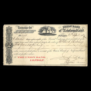Canada, Union Bank of Newfoundland, 2 pounds : April 13, 1867