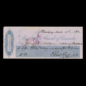 Canada, Merchants Bank of Canada (The), 15 dollars, 98 cents : March 10, 1882