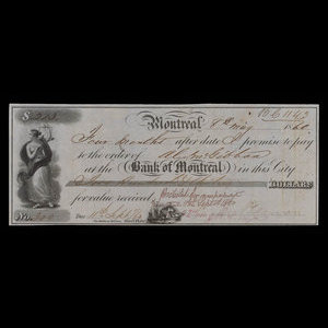 Canada, Bank of Montreal, 213 dollars : May 8, 1860