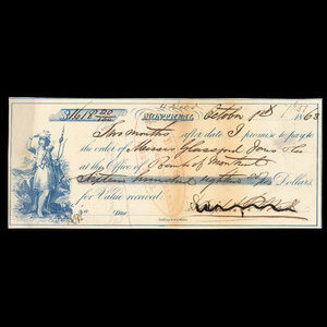 Canada, Bank of Montreal, 1,618 dollars, 20 cents : October 1, 1863
