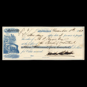 Canada, Bank of Montreal, 3,500 dollars : December 1, 1863