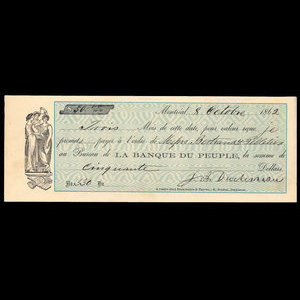 Canada, Banque du Peuple (People's Bank), 50 dollars : October 8, 1862