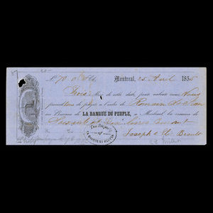 Canada, Banque du Peuple (People's Bank), 70 pounds : April 25, 1855