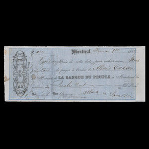 Canada, Banque du Peuple (People's Bank), 400 dollars : February 1, 1859