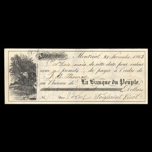 Canada, Banque du Peuple (People's Bank), 100 dollars : November 25, 1863