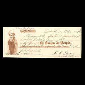 Canada, Banque du Peuple (People's Bank), 372 dollars, 91 cents : October 25, 1860