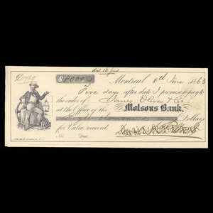 Canada, Molsons Bank, 8,000 dollars : June 8, 1863
