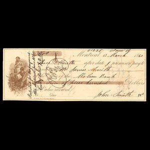 Canada, Molsons Bank, 500 dollars : March 13, 1860