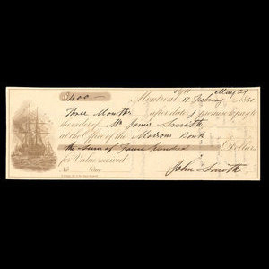 Canada, Molsons Bank, 400 dollars : February 17, 1860