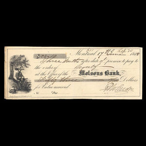 Canada, Molsons Bank, 53 dollars, 10 cents : June 17, 1864