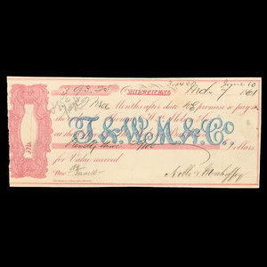 Canada, Molsons Bank, 93 dollars, 25 cents : March 7, 1861
