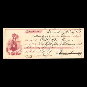 Canada, Bank of British North America, 5,000 dollars : May 27, 1862