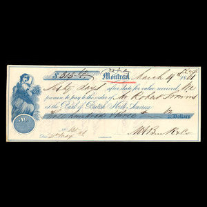 Canada, Bank of British North America, 303 dollars, 62 cents : March 19, 1861