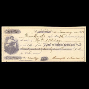 Canada, Bank of British North America, 172 dollars, 50 cents : January 21, 1858