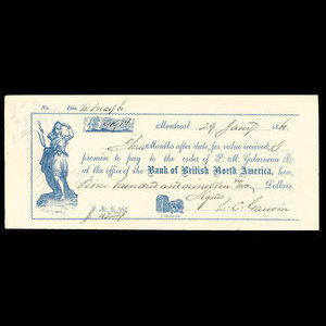 Canada, Bank of British North America, 919 dollars, 74 cents : January 29, 1861