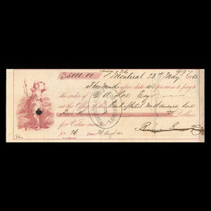 Canada, Bank of British North America, 5,000 dollars : May 23, 1862