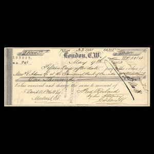 Canada, Commercial Bank of Canada, 1,000 dollars : May 9, 1863