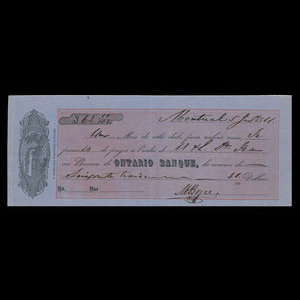 Canada, Ontario Bank, 63 dollars, 80 cents : July 5, 1861