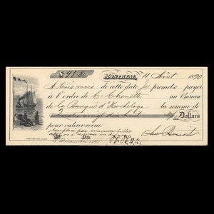 Canada, Banque d'Hochelaga, 98 dollars, 30 cents : August 11, 1890