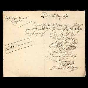 England, Hudson's Bay Company, 30 pounds : May 12, 1690