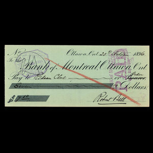 Canada, Bank of Montreal, 7 dollars, 10 cents : October 20, 1896