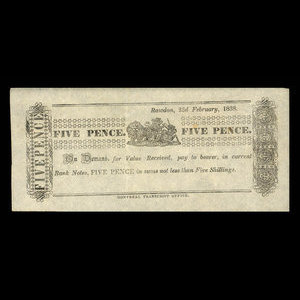 Canada, Montreal Transcript Office, 5 pence : February 23, 1838