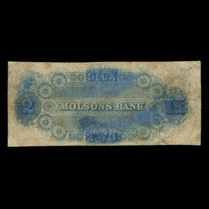 Canada, Molsons Bank, 2 piastres : October 1, 1855