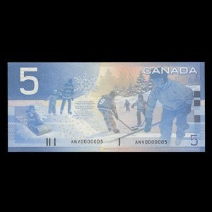 Canada, Bank of Canada, 5 dollars : 2002