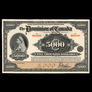 Canada, Dominion of Canada, 5,000 dollars : January 2, 1918