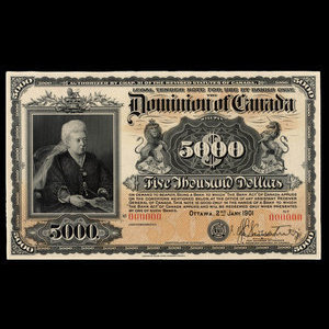 Canada, Dominion of Canada, 5,000 dollars : January 2, 1901