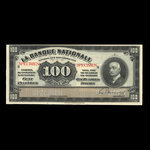 Canada, La Banque Nationale (National Bank), 100 dollars <br /> November 2, 1922