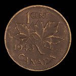 Canada, George VI, 1 cent <br /> 1943