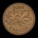 Canada, Elizabeth II, 1 cent <br /> 1957