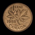 Canada, Elizabeth II, 1 cent <br /> 1958
