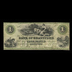 Canada, Bank of Brantford, 1 dollar <br /> November 1, 1859