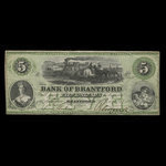 Canada, Bank of Brantford, 5 dollars <br /> November 1, 1859