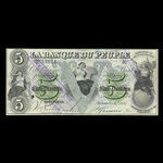 Canada, Banque du Peuple (People's Bank), 5 dollars <br /> November 6, 1885