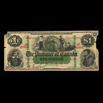 Canada, Province of Canada, 1 dollar <br /> October 1, 1866