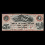 Canada, Bank of Brantford, 1 dollar <br /> November 1, 1859