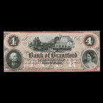 Canada, Bank of Brantford, 4 dollars <br /> November 1, 1859