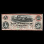 Canada, Bank of Brantford, 5 dollars <br /> November 1, 1859